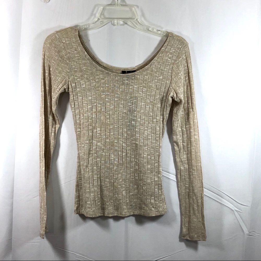 Ultra Flirt Scoop Neck Tan Top Size S K11